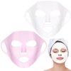 Naturahand 2 Pieces Silicone Mask, Reusable Anti-Wrinkle Silicone Face Mask for Sheet Prevent Evaporation Masks Face Care Tool Pink,White