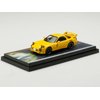 RX-7 (FD3S) RHD (Right Hand Drive) Yellow RedSuns with Keisuke Takahashi Driver Figure Initial D (1995-2013) Manga 1/64 Diecast Model Car by Hobby Japan HJ643007BDY