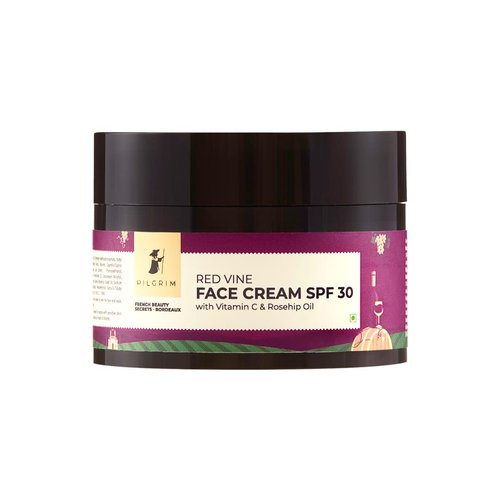 Pilgrim Red Vine Vitamin C Face Cream SPF 30 | with Rosehip Oil (PA+++) | Anti Aging Facial Cream | Fights Wrinkle & Even Tone Skin | Provides Long Lasting Sun Protection | 1.76 Oz (50gm)