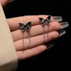 Sttiafay Punk Black Butterfly Drop Earrings Acrylic Butterfly Tassel Chain Earrings Silver Long Butterfly Earrings Black Butterfly Stud Earrings Jewelry for Women