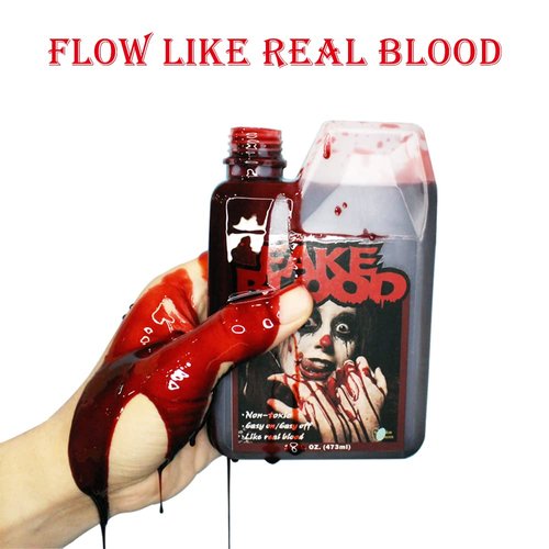Color Master Fake Blood Washable（16FL OZ) Looks & Flow Like Real Blood Halloween Vampire