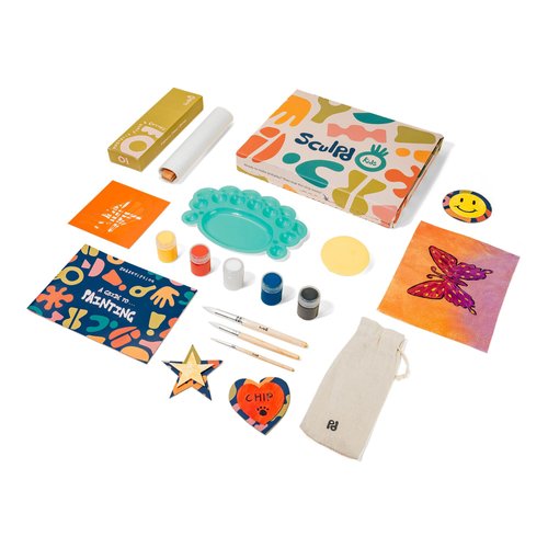 Sculpd Kids Painting Kit, Paint Craft Set for Kids Age 7+, Includes 5 Color Paint Set, Paintbrushes, Magnetic Picture Frame, 2 Canvases, Paint Palette, Additional Art Supplies and Free Guidebook