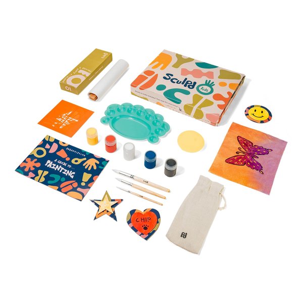 Sculpd Kids Painting Kit, Paint Craft Set for Kids Age 7+, Includes 5 Color Paint Set, Paintbrushes, Magnetic Picture Frame, 2 Canvases, Paint Palette, Additional Art Supplies and Free Guidebook
