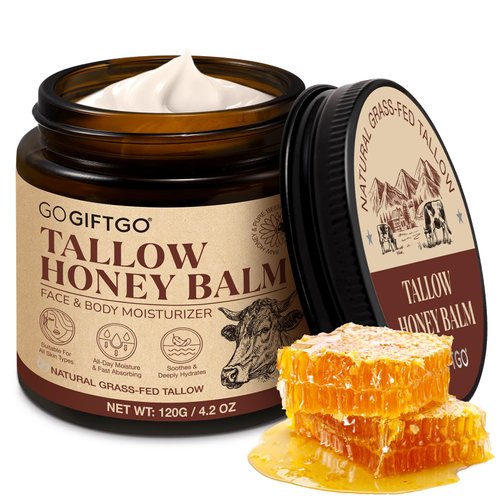 GOGIFTGO Beef Tallow for Skin,Tallow and Honey Balm,Beef Tallow for Face,Tallow Face Moisturizer,Natural Moisturizer Hydrates,Deeply Nourishes the Skin, Enhances Natural Radiance (1pcs)