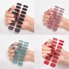8 Sheets Semi Cured Nail Polish Strips Glitter Gel Nail Stickers for Nail Art Solid Color Full Nail Wraps with Gradient Designs Red Black Blue Green Purple Pink Self-Adhesive Nail Strips for Women