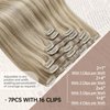 Sunny Clip in Hair Extensions Blonde Clip in Human Hair Extensions Light Blonde Highlighted Golden Blonde Clip in Hair Extensions Real Human Hair Blonde Hair Extensions 7pcs 120g 20inch