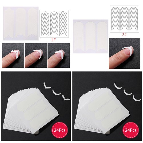 1248 Pieces French Tip Nail Stickers French Manicure Kit Self-Adhesive Nail Tips Guides for Nail DIY Decoration Stencil Tools (48 Sheets) with 1Pcs Tweezers And 1Pcs Nail Cuticle Pusher Rubber