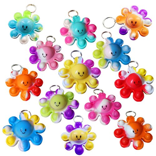Roaqua 30 Packs Bulk octopus Mini Pop Keychain,Birthday Party Favors Supplies Fidget for Kids, Smmuer Student Prizes Gifts