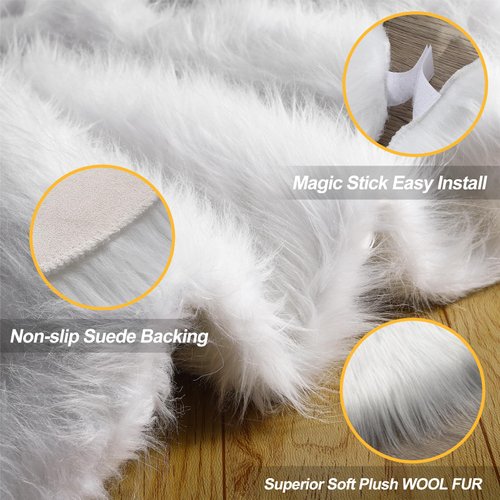iMucci Christmas Tree Skirt 2023 Update 36 inch Wool Fur White Tree Skirt Small Snowy White Plush Velvet Christmas Tree Skirt Holiday Party Decoration