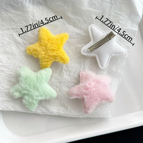 24 PCS Fluffy Star Hair Clips Yellow Star Hairpins Star Hair Clips Cute Hair Clips Fluffy Fuzzy Hair Clips Soft & Anti-slip Hair Decor Portable Small Hair Clips Y2k Accessories for Women