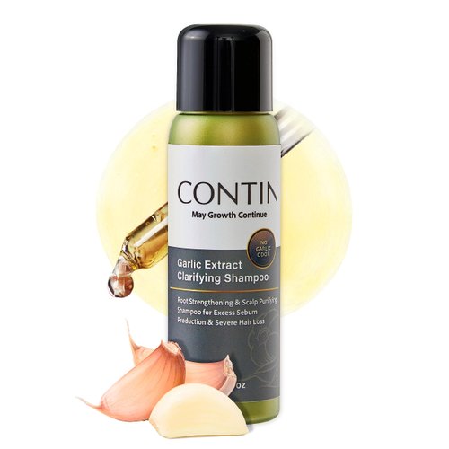 CONTIN Travel Size Garlic Shampoo - Clarifying Shampoo for Oily Sensitive Scalp, Anti-Thinning Anti-Dandruff | Hair Growth and Roots Strengthens for Men and Women | Travel Products (2.02 oz)