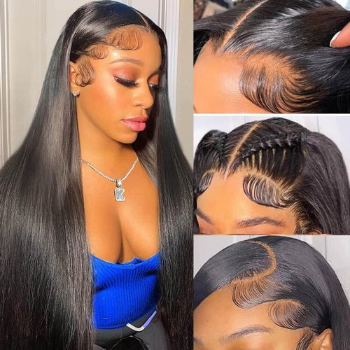 24 Inch HD Transparent 13x4 Straight Lace Front Wigs Human Hair 150% Density Frontal Wigs Human Hair HD Lace Pre Plucked Closure Wigs for Black Women Human Hair Glueless Straight HD Lace Frontal Wigs