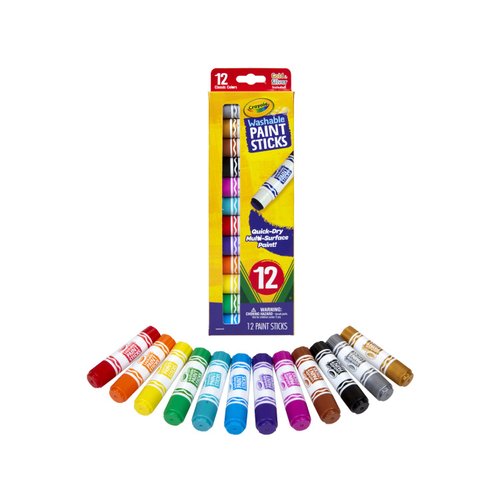 Crayola Quick Dry Paint Sticks (12ct), Washable Paint Set for Kids, Arts & Crafts Supplies, Assorted Colors, Stocking Stuffers for Kids