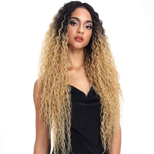 Joedir Lace Front Wigs Ombre Blonde 28'' Long Small Curly Wavy Synthetic Wigs For Black Women 130% Density Wigs(TTPN4/270A/24F)