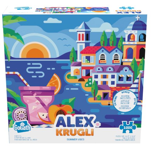 Goliath Alex Krugli: Summer Vibes 1000-Piece Puzzle - Completed Size 26.75 x 18.26 Inches - Ages 12 and Up