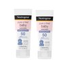Neutrogena Pure & Baby Mineral Sunscreen Lotion with Broad Spectrum SPF 50 & Zinc Oxide, Water-Resistant, Hypoallergenic & Tear-Free Baby Sunscreen, 3 fl. oz (Pack of 2)