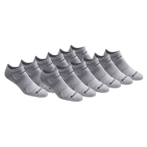 Saucony Men's Multi-Pack Mesh Ventilating Comfort Fit Performance No-Show Socks, Grey Basic (12 Pairs), 8-12