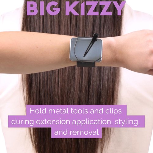 Big Kizzy Magnetic Wristband to Hold Metal Clips, C Curve Needles, Bobby Pins, and Metal Stylist ...