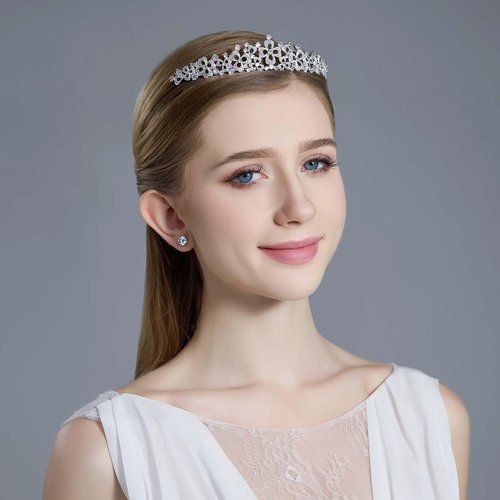 Wedding Tiara Crowns for Women Cubic Zirconia Tiaras Bride Royal Queen Headband Princess Quinceanera Headpieces for Birthday Prom Pageant Party with Jewelry Box
