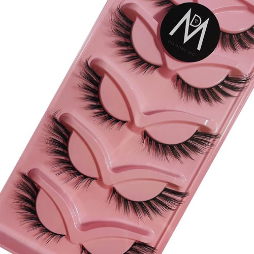 Cat Eye Lashes Mink Magnetic Eyelashes Natural Look 3D Curl Winged Natural Durable Makeup Realistic Self Adhesive Messy End Eye Elongated Thick False Eyelashes Soft Fake Lashe (5 Pairs Pack) (Style 5)