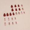 24 Pcs Wine Red Cat Eye Press on Nails Short Almond - MINGCHUN Summer Fake Nails Press ons French Nail Tip Glitter Cherry Full Cover False Nails Glue on Nails Stick on Nails Acrylic Nail Art Kit