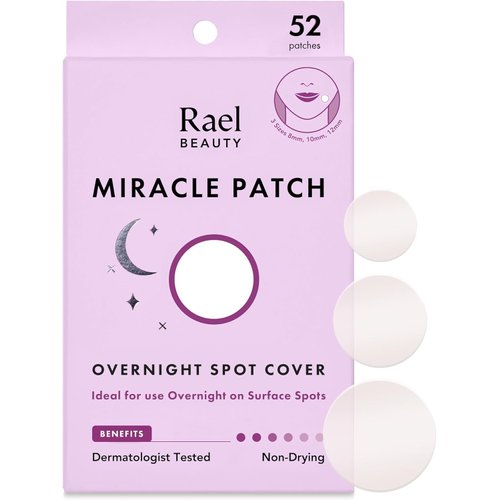 Rael Pimple Patches, Miracle Overnight Spot Cover - Hydrocolloid Acne Patch for Face, Zit & Blemish, Thicker & Extra Adhesion, Absorbing Cover, All Skin Types, Vegan, Cruelty Free, 3 Sizes (52 Count)