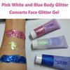 Go Ho White Pink and Blue Body Glitter Set,Singer Concerts Face Glitter Gel Makeup,Holographic Long Lasting Chunky Sequins Glitters for Eye Lip Hair Nails,Festival Rave Accessories