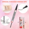Microblading Eyebrow Pencil - Brow Pencil Black For Women - 2-in-1 Dual-Ended Pen with 4-Fork Tip & Eyebrow Brush for Effortlessly Natural-Looking Brows Brow Pencil (Natural Black)