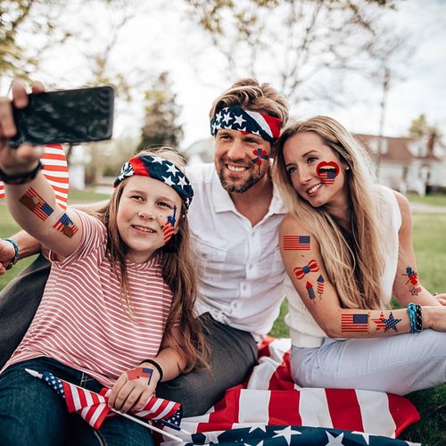4th of July Temporary Tattoo, 10 Sheets Fourth of July Tattoo Stickers for Independence Day Party Supplies