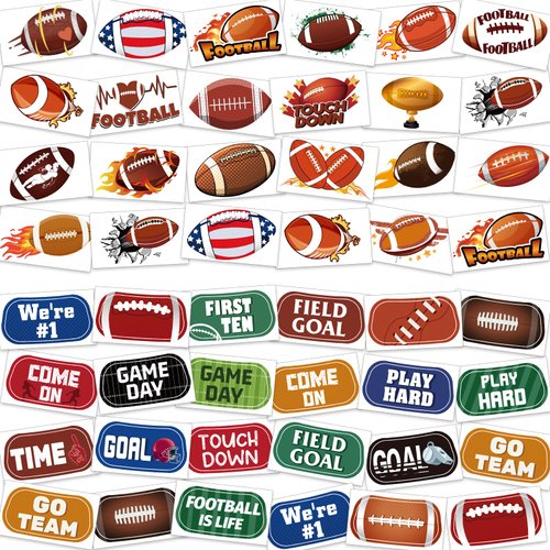 HOWAF 120pcs Football Temporary Tattoos American Football Under Eye Face Tattoos for Football Game Party, Football Tattoos Stickers Party Favor for Kids Birthday Classroom Prizes,Cheerleader Gifts