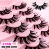7 Pairs Manga Lashes Wet Look 16mm Flu-ffy D Curl Lashes Volume Spiky Lashes Dramatic Cosplay Lashes Wispy Fairy Lashes Faux Mink False Eyelashes Japanese Korean Lashes(S22)