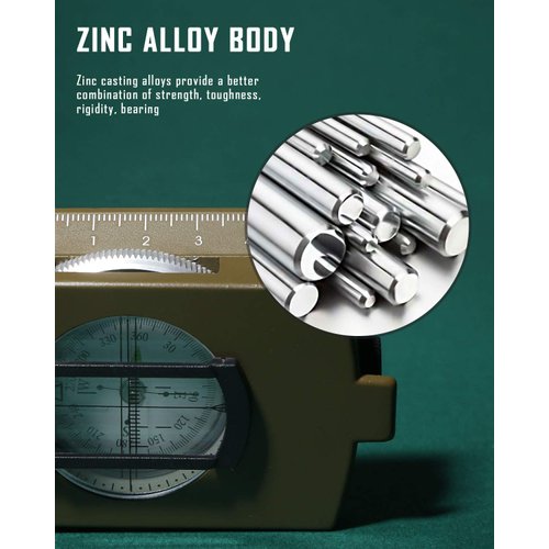 Eyeskey Tactical Survival Compass with Lanyard & Pouch | Waterproof & Impact Resistant | Lensatic Sighting Compass for Hiking (Green)