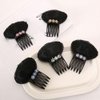 4PCS Rhinestone Flower Puff Hair Head Cushion Invisible Fluffy Hair Pad Sponge Clip Front Hair Base Comb Bun Bump Up Volume Hair Base Hair Bump Clip Increase Hair Pad For Women Girls (Random Color)