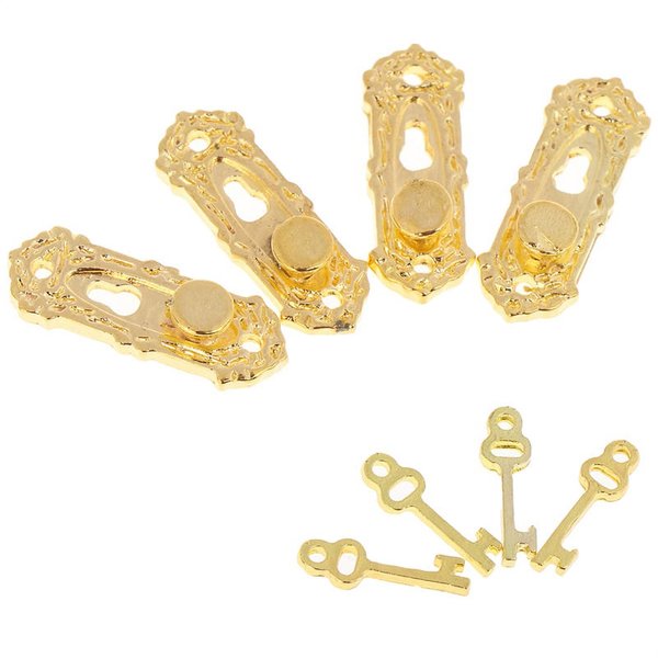 Gold 1/12 Miniature Door Knob Lock and Key Dollhouse Decoration Accessories，Dollhouse Accessories，Dollhouse Décor