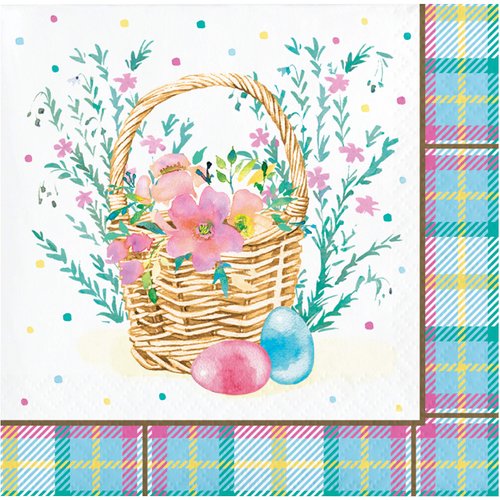 Creative Converting Easter Plaid Beverage Napkins, 5", Multi-color