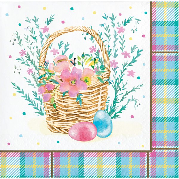 Creative Converting Easter Plaid Beverage Napkins, 5", Multi-color