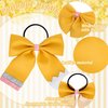 Whaline 4 Count 4Pcs Back to School Hair Bows Glitter Pink Yellow Pencil Cheer Hair Bows with Ponytail Holder Cheerleading Dance Practice Hair Accessories for Teens Toddler, 4.7 Inch