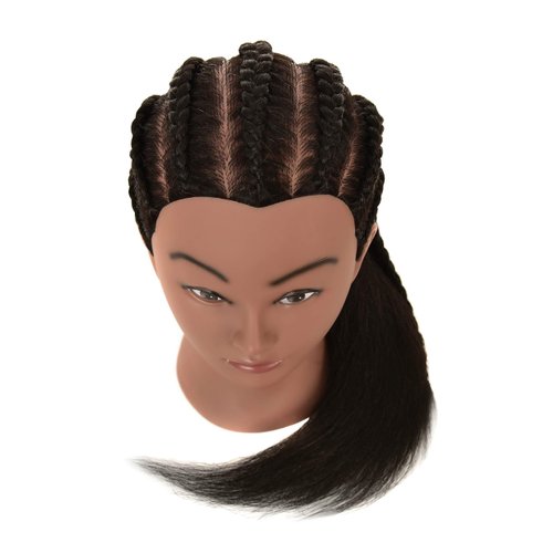 RIHANNAHAIR 100% Real Human Hair Mannequin Head with Stand Manikin Cosmetology Doll Training Head for Hairdresser Practice Braiding Styling Coloring Bleaching Dyeing Curling Cutting Display