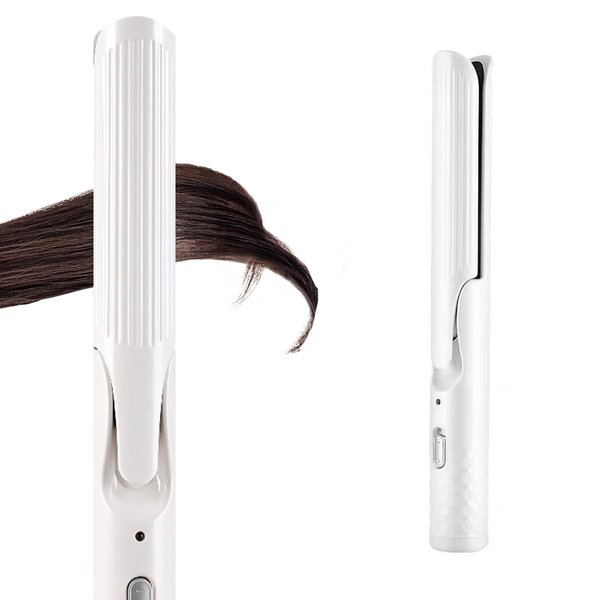 Fuyuteen Hair Straightener and Curler 2 in 1 with Curls Bangs 1 1/4-Inch Flat Iron Curling Iron for Short Long Fine Hair Travel,Ceramic Coating,Anti-Scald,Fast Results,Smooth Styles Hair Iron,White