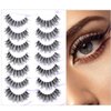 ILLPTA Fluffy Wispy Volume False Eyelashes Strip 3D, Natural Look Thick Waterproof Cat Eye Lashes, 16MM Faux Mink Demi Curly Cateye Fake Eyelashes (5D-02)