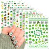 10 Sheets St Patrick’s Day Nail Stickers Green Shamrock Nail Art Stickers Self Adhesive Four-leaf Clover Leaf Nail Decals Luck of Irish Nail Supplies for Women Girls Saint Patrick's Day Manicure Decor