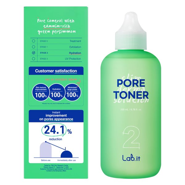 Lab.it_Pore Toner｜Pore Minimizer for Oily Skin, Trouble Care, Removes Sebum and Dead Skin Cells, Pore Tightening, Korean Skincare, Non-Comedogenic Formula, Derma Cosmetics (200ml, 6.71 fl. oz.)