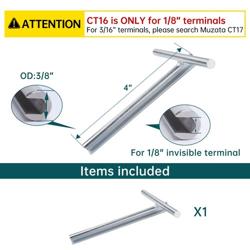 Muzata 1Pc Upgraded Custom Socket Wrench for 1/8" Invisible Cable Railing Kit Fit Muzata CV1 Hidden Turnbuckle Tensioner on Wood Metal Posts for Deck Stair CT16, CT1