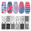 JERCLITY 6pcs 4th of July Nail Stamping Plates Independence Day Nail Stamping Kit Patriotic American Flag Stars Statue of Liberty Image Plates Nail Art Design Template Print Nail Stamper Kit for Women