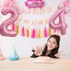 HIBILDER 2PCS Pink Number 6 & Mini Bow Balloon, 40in Birthday Party Decorations, Girls 6th Party Supplies, Safe Aluminum Foil Material