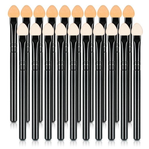 UorPoto Foam Eyeshadow Applicators Double Sided Sponge Tip Reusable，20Pcs Professional Organic Long Handle Washable Makeup Eye Shadow Brush Set