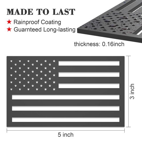 2 Pack 3D American Flag Sticker, 4mm Thickness Acrylic Cut-Out USA Car Military Patriotic Emblem, Matte Black Bumper Stickers Decal for Car Truck SUV (One Left and One Right