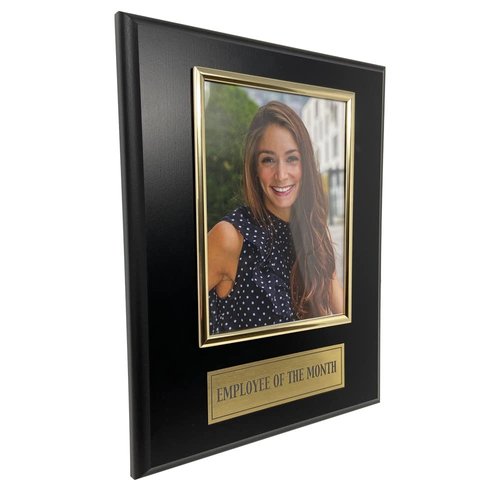 Trophy Hut Employee of The Month Award Plaque. Custom 9"x12" Picture Plaque Holds a 5"x7" Photo. Employee Appreciation Award. Black Matte Finish