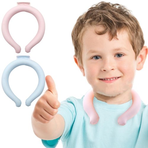 2 PCS Small Ice Collar, Kid Neck Cooling Tube, Wearable Cooling Neck Wraps for Summer Heat I Hands Free Cold Pack, Reusable Neck Coole (S-Pink+Blue)