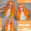 Nnzes Long Wavy Wigs for Women Synthetic Middle Part Hair Replacement Wigs 22 Inch Heat Resistant Fiber for Daily Use (Orange)